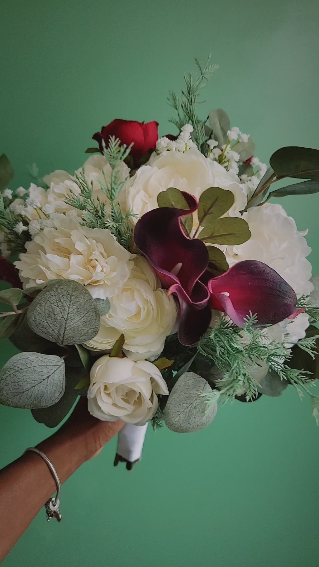 Burgundy & Frost Winter Luxe | Bridal Bouquet | Wedding Flowers for Rent and Return