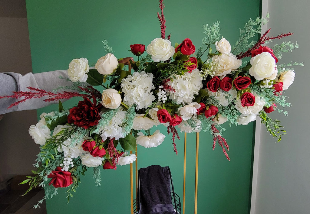 Burgundy & Frost Winter Luxe | Ceremony Arch Pieces | Wedding Flowers for Rent and Return