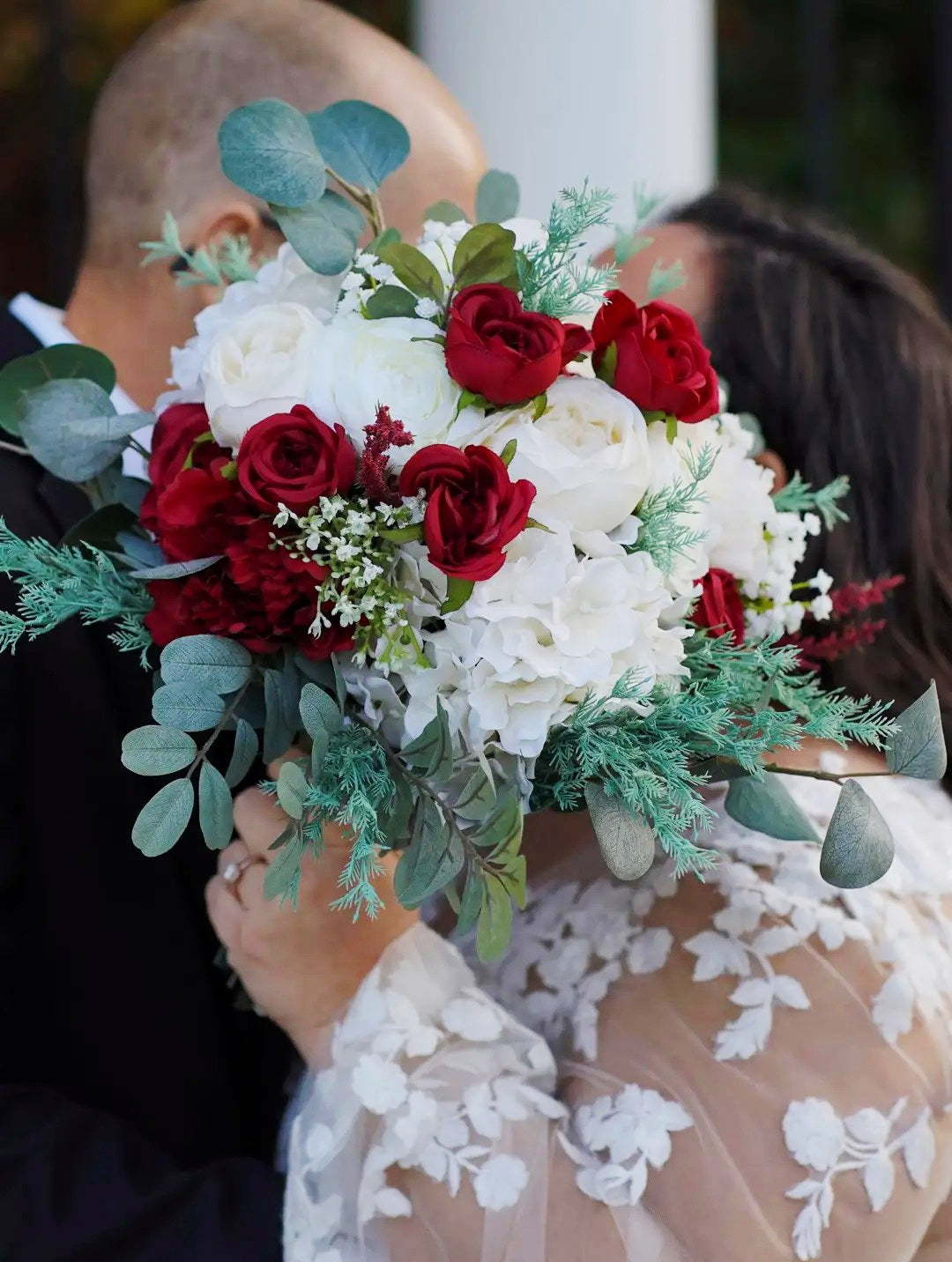 Burgundy & Frost Winter Luxe | Bridal Bouquet | Wedding Flowers for Rent and Return